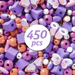 Djeco Set 450 abalorios madera mariposas