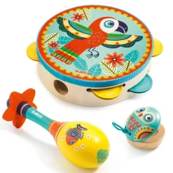 Djeco Set 3 instrumentos musicales de madera Animambo