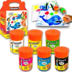 Cleopatre Set de 6 botes de témpera 50ml con pincel P´tit Pot Gouache