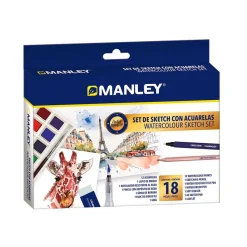 Manley Set de sketch con acuarelas 18 piezas