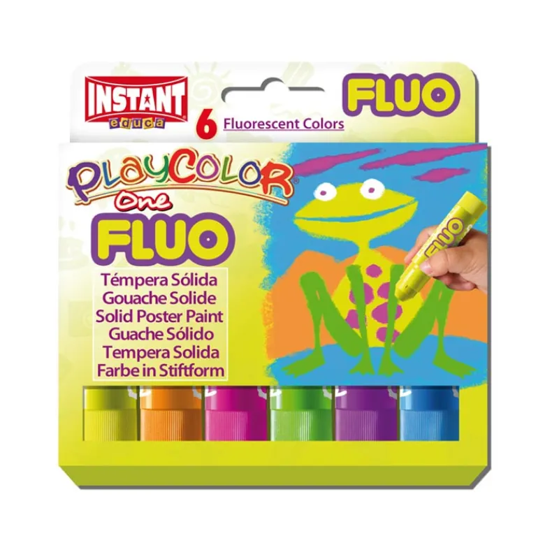 Instant Témpera sólida 6 colores flúor Playcolor