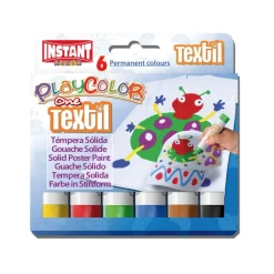 Instant Témpera sólida textil 6 colores Playcolor